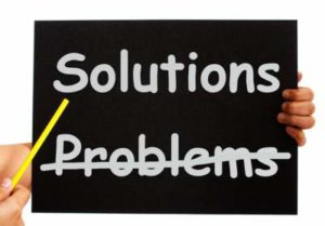 graphic showing two alternatives: solutions and problems